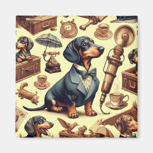 Illustration zur Vintagen Dackel Magnet