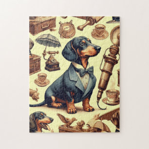 Illustration zur Vintagen Dackel Puzzle