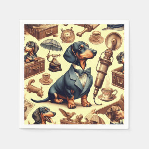 Illustration zur Vintagen Dackel Serviette