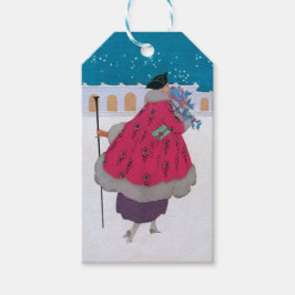 Illustration zur Vintagen Modebedeckung, Dezember Geschenkanhänger
