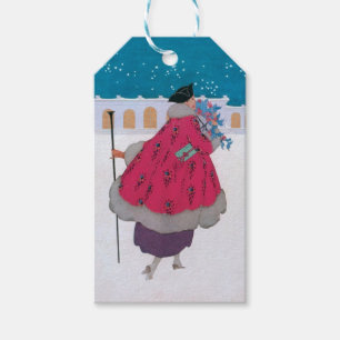 Illustration zur Vintagen Modebedeckung, Dezember  Geschenkanhänger