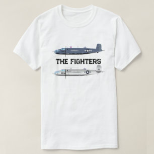 Illustration zweier Kampfflugzeuge – Militärflugze T-Shirt
