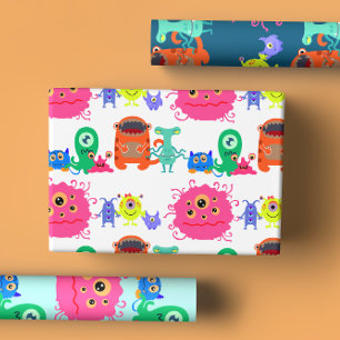 Illustrationen des hellen Rainbow-farbenen Monster Geschenkpapier Set