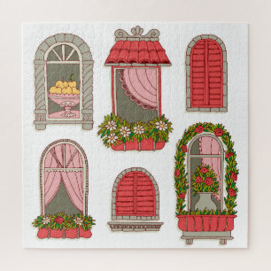 Illustrationen mit antiken Fenstern: Künstlerisch. Puzzle