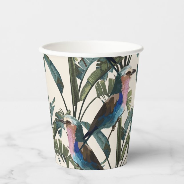 Illustrationen von exotischen Bananen Blätter, Vog Pappbecher (Vorderseite)