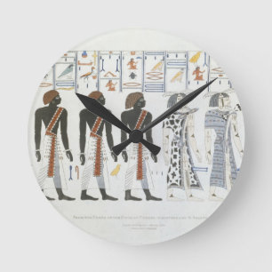 Illustrationen von Hieroglyphen von den Gräbern Runde Wanduhr