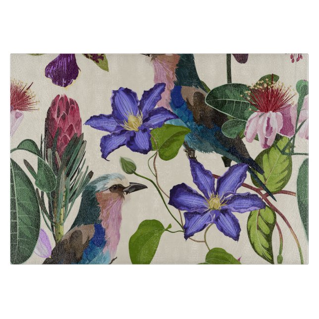 Illustrationen von tropischen Blume, exotischen Vö Schneidebrett (Vorderseite)