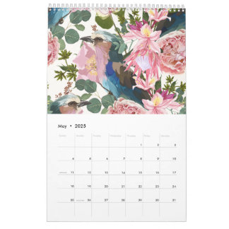 Illustrationen von tropischen Blume, Pflanze, Vöge Kalender