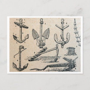 Illustrationen von Vintage-Schifffahrtsankern in D Postkarte