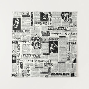 Illustrationen von Zeitungen auf der Titelseite Ku Wandteppich