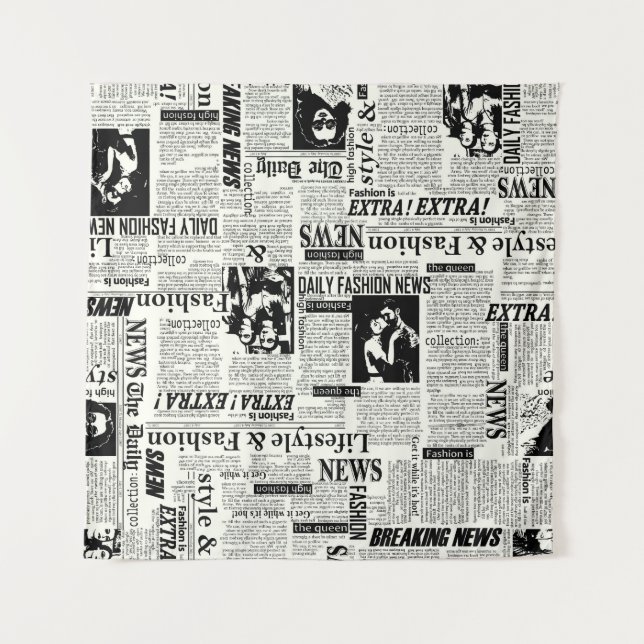 Illustrationen von Zeitungen auf der Titelseite Ku Wandteppich (Vorderseite)