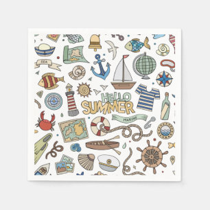 Illustrationen zum Strand an der Küste Serviette
