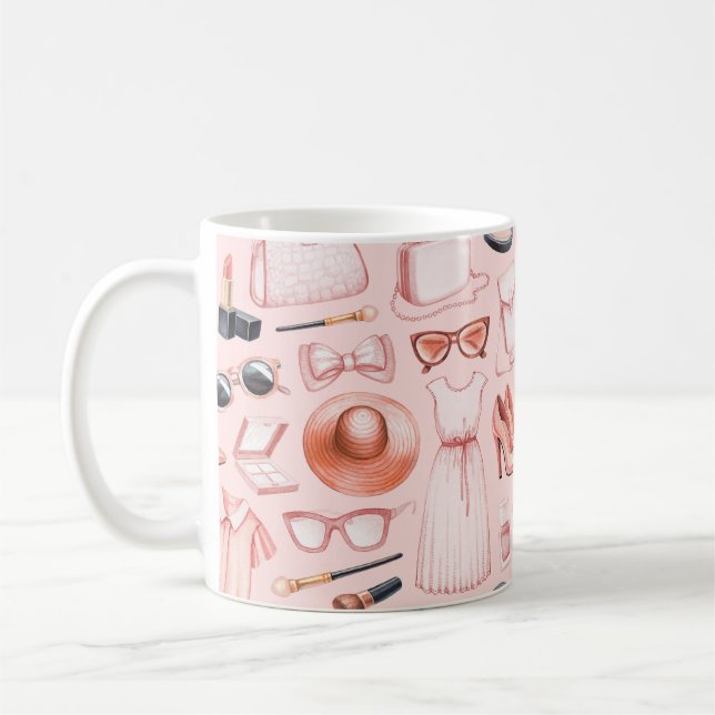 Illustrationen zur Mode. Nahtloses Muster Kaffeetasse (Links)