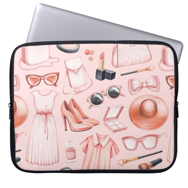 Illustrationen zur Mode. Nahtloses Muster Laptopschutzhülle (Vorderseite)