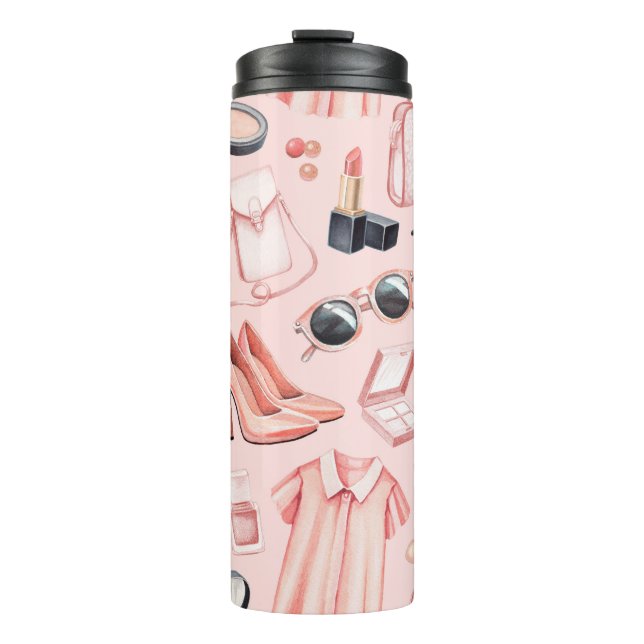 Illustrationen zur Mode. Nahtloses Muster Thermosbecher (Vorderseite)