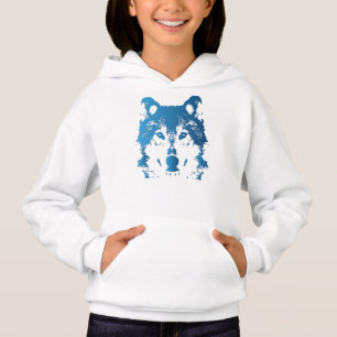 Illustrations-Eis-Blau-Wolf Hoodie