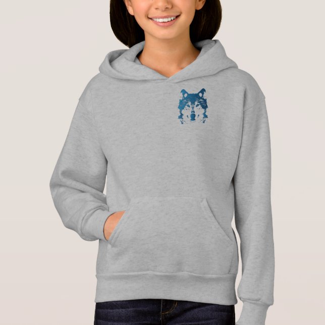 Illustrations-Eis-Blau-Wolf Hoodie (Vorderseite)