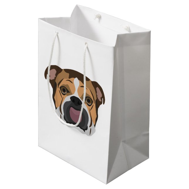 Illustrations-Englisch-Bulldogge Mittlere Geschenktüte (Vorderseite Schrägansicht)