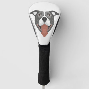 Illustrations-Hund lächelndes Pitbull Golf Headcover
