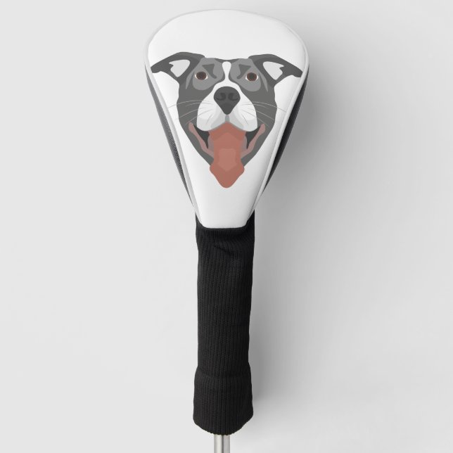Illustrations-Hund lächelndes Pitbull Golf Headcover (Vorderseite)