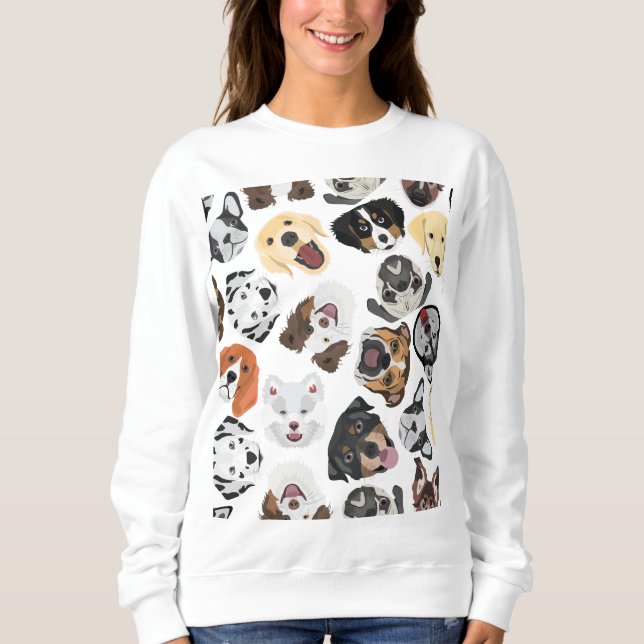 Illustrations-Muster-Hunde Sweatshirt (Vorderseite)