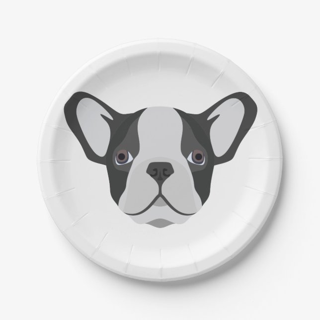 Illustrations-niedliche französische Bulldogge Pappteller (Vorderseite)