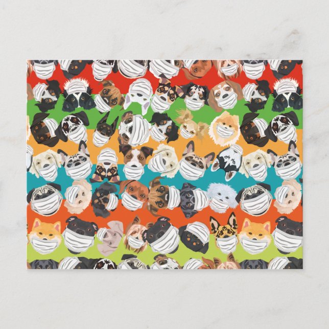 Illustrationshunde mit Atemluftmuster farbig Postkarte (Vorderseite)