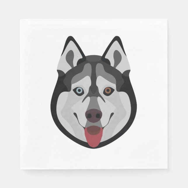 Illustrationshunde sehen sich sibirischem Husky ge Serviette (Vorderseite)