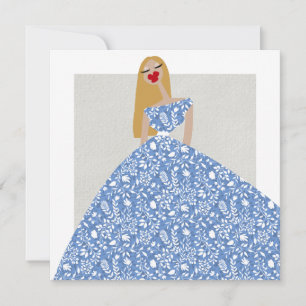 Illustrationskarte für das weiße Blumenkleid Einladung