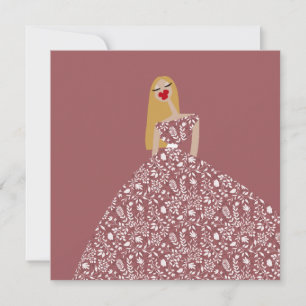 Illustrationskarte für das weiße Blumenkleid Einladung