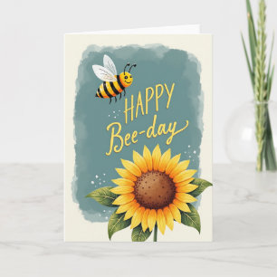 Illustrationskarte zum Geburtstag einer Biene mit Karte