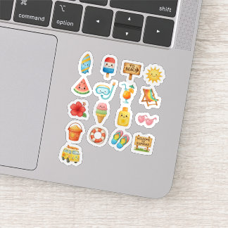 Illustrationskollektion zum niedlichen Sommerstran Aufkleber