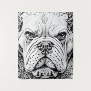 Illustrationslinie "English Bulldog Pet Wild Natur Wandteppich