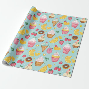 Illustrationsmuster für ansprechbare Lebensmittel Geschenkpapier