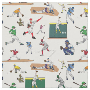 Illustrationsmuster für Fun Baseball-Spieler Stoff
