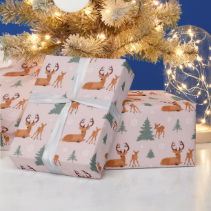 Illustrationsmuster für Rentier und Weihnachtsbaum Geschenkpapier