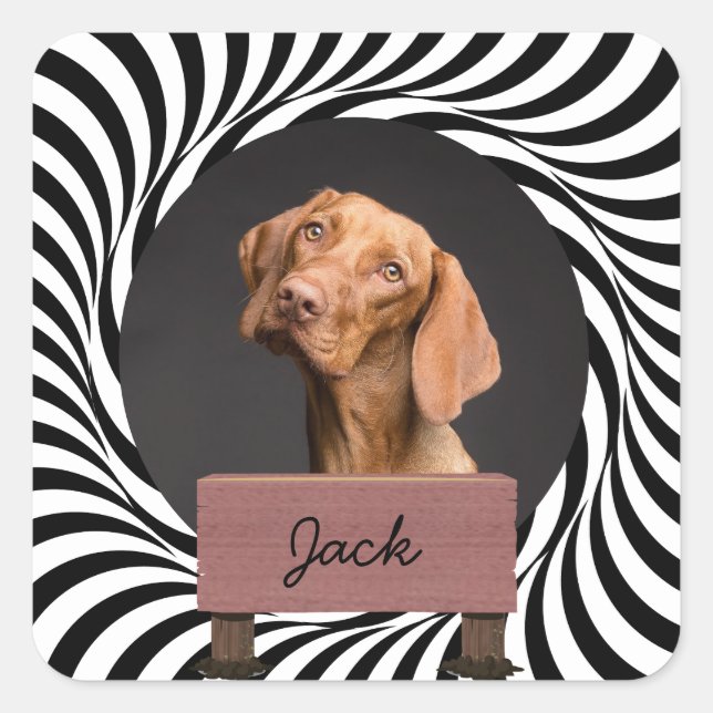 Illustrationspublikum Custom Dog Foto Quadratischer Aufkleber (Vorderseite)