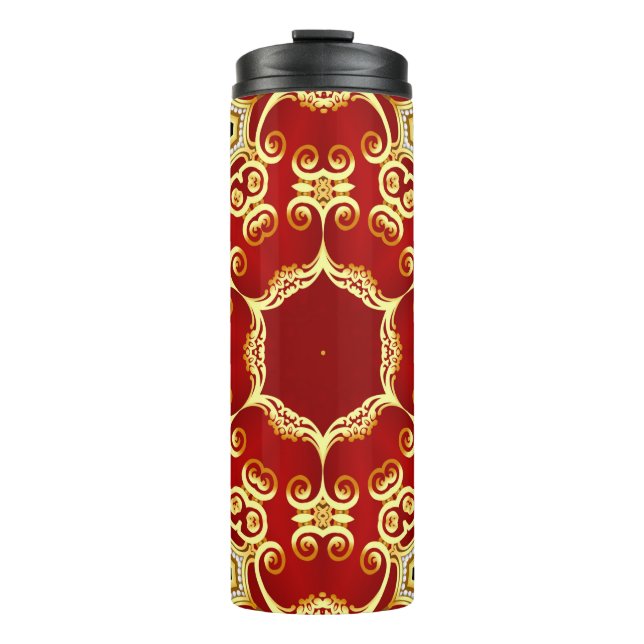 Illustrationsrahmen mit Muster gold pp Thermosbecher (Vorderseite)