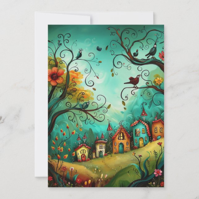 Illustrationsstil für Whimsical Houses Karte (Vorderseite)