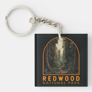 Illustrationsweg Redwood National Park Vintage Schlüsselanhänger