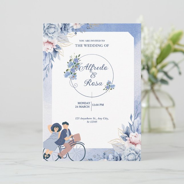Illustrative Hochzeit von Weiß und Blau Einladung (Von Creator hochgeladen)