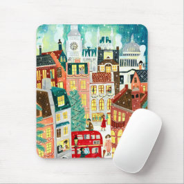 Illustrative London Stadt im Schnee Weihnachten Mousepad