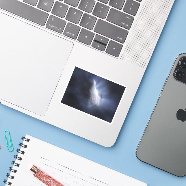 Illustrative Nah-up der Comet Tempel. Aufkleber (Laptop mit iPhone)