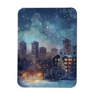 Illustrative New Yorker Stadt im Schnee Magnet