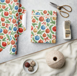 Illustrative Ornaments & Pine Wrapping Paper Geschenkpapier