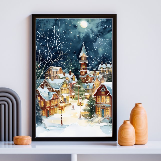 Illustrative Weihnachtsstadt im Schnee Poster (Von Creator hochgeladen)