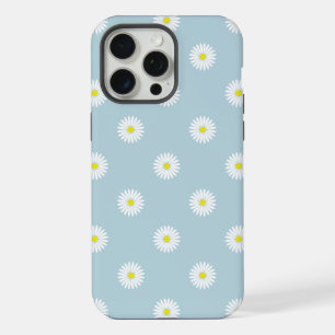 Illustratives Gänseblümchen-Muster auf Hellblau iPhone 15 Pro Max Hülle