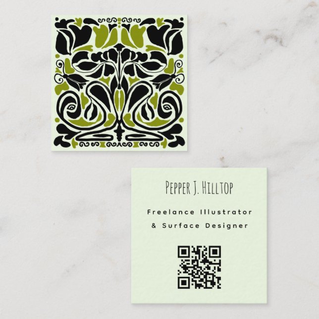 Illustrator-Oberflächendesigner QR-Code Quadratische Visitenkarte (Vorne/Hinten)