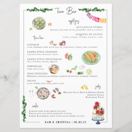 Illustriert Bespoke | Taco Bar Wedding Menu Menükarte