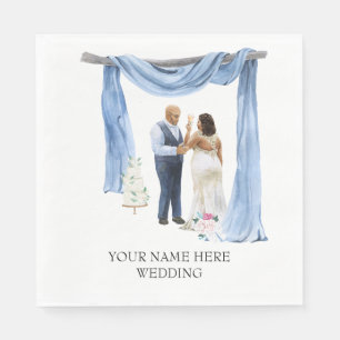 Illustriert Black Couple Wedding Napkins Serviette